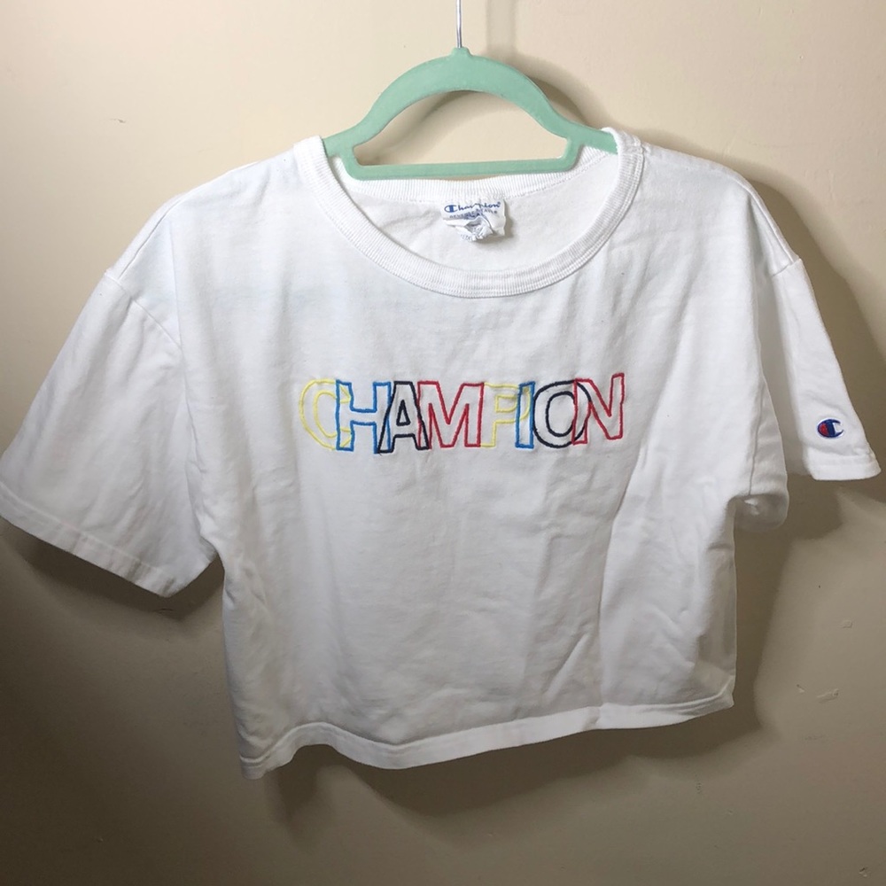Vintage Champion Embroidered Crop Top T-Shirt
